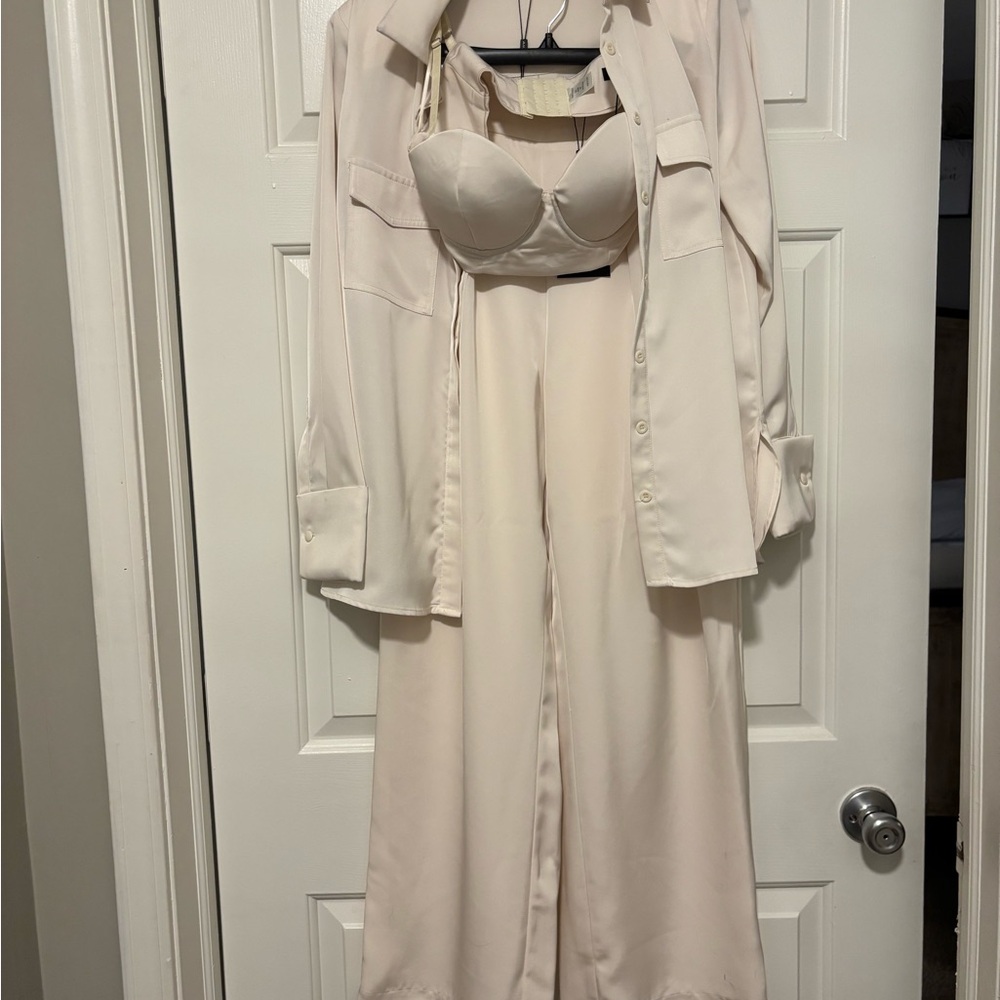 JLUXLABEL Elegant Cream Pantsuit